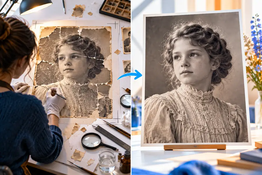Enlarged image prepared for further editing